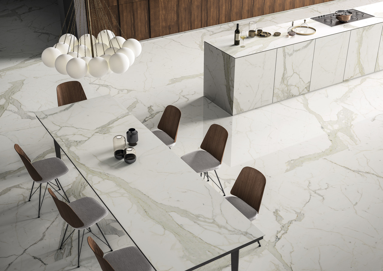 Sapienstone - Новости - коллекция рабочих поверхностей Calcatta
